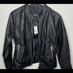 Me Jane black faux leather jacket size medium